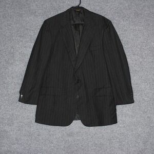 Brooks‎ Brothers Makers Mens Blazer Sport Pinstripe Black Hand Tailored 43R Wool